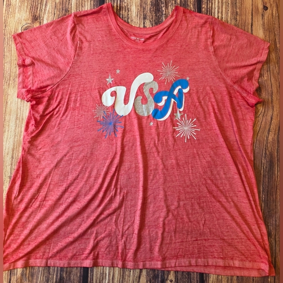 Lane Bryant Size 26/28 Patriotic USA Casual Tee Shirt Short Sleeve - Picture 2 of 8